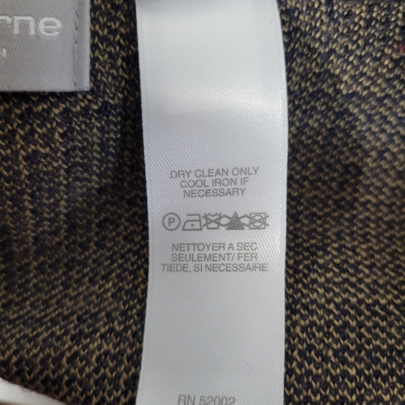 Womans Liz Claiborne Collection Pure Wool Sweater Jacket Brown/Navy Trim S L - Picture 9 of 9